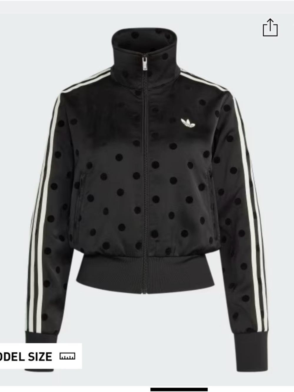 adidas Black Polka Dot Satin Track Jacket Size Large NWT